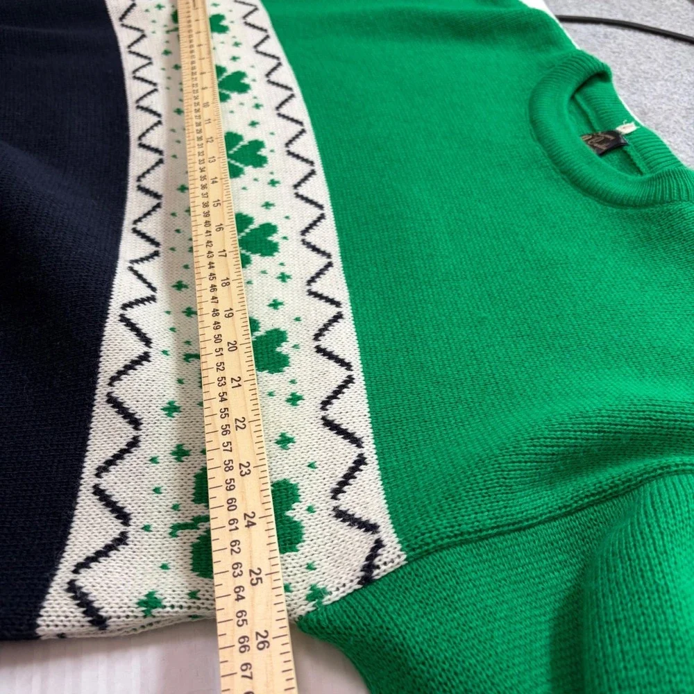 Blarney Castle Knitwear Shamrock Sweater Green Navy White Mens XXL Ireland